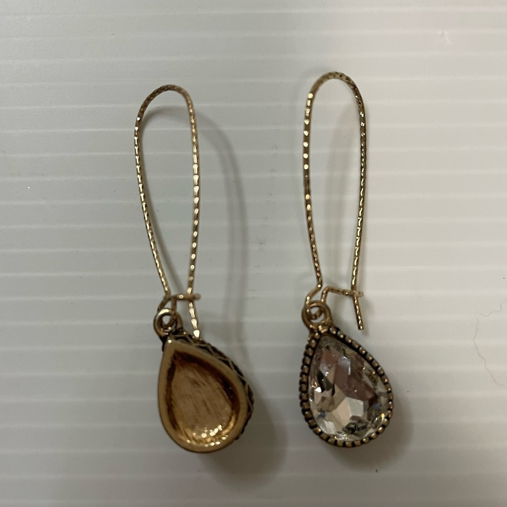 Gold Tone Parisian Tear Drop Earrings
